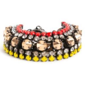 Iosselliani Bib Necklace Italy Curblink Africa Gunmetal Bronze Red Yellow Zircon